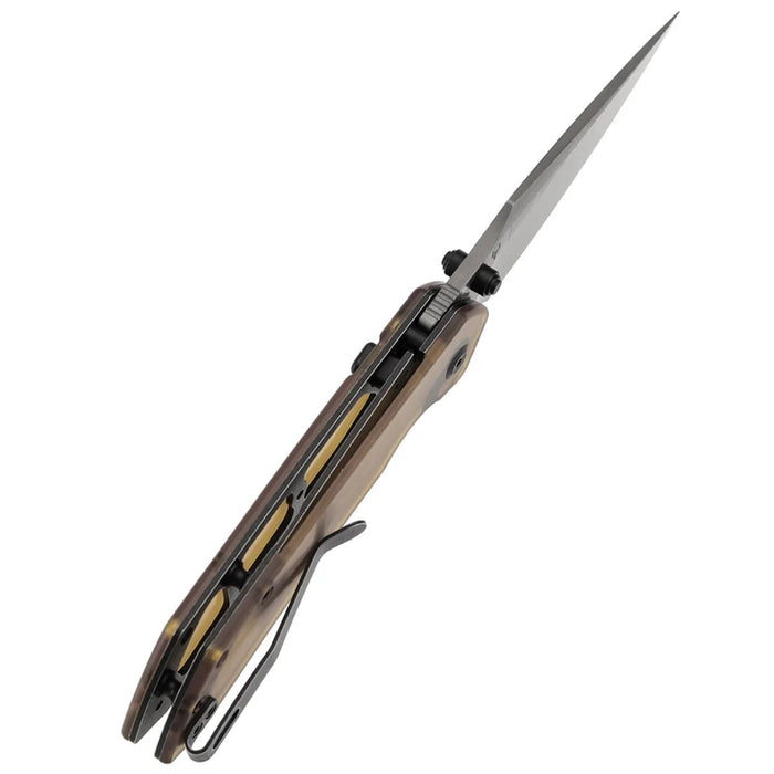 Tenable B1034H6 Fenrir (Damascus, Harpoon, Blackwash, Amber PEI) Folding Knife