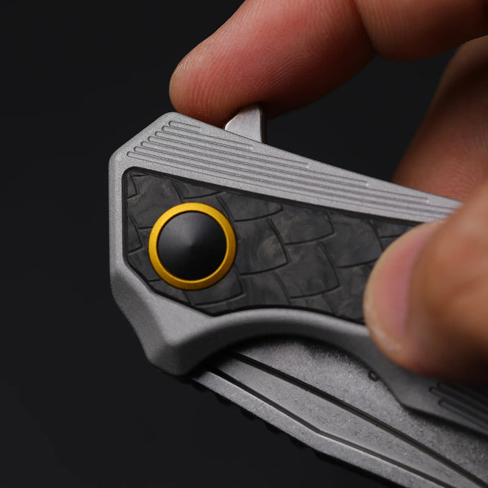 Kizer Ki4751A1 Draca (S45VN, Aluminum/Carbon Fiber, Stonewashed, Sheepsfoot) Pocket Knife