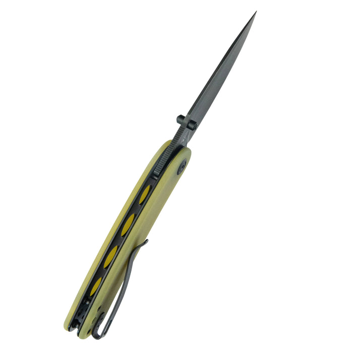 Kubey KU344O Momentum (D2, Drop Point, Blackwash, Translucent Yellow G10, Liner Lock) Folding Pocket Knife