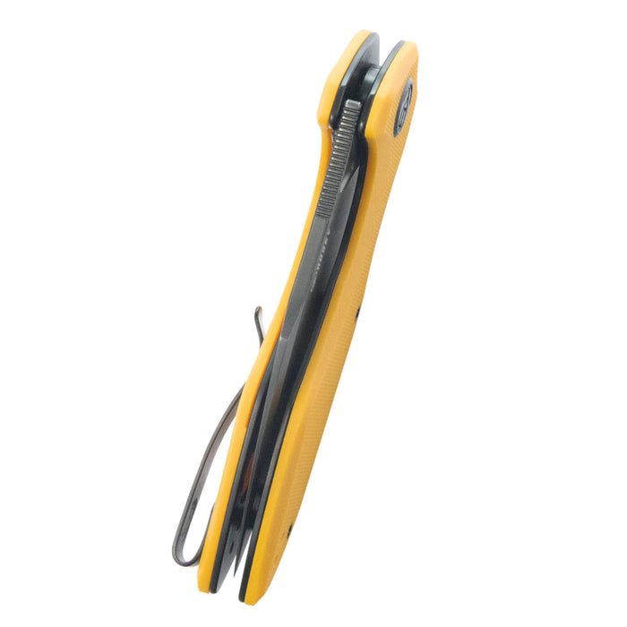 Kubey KU236N Noble (14C28N, Clip Point, Blackwash, Yellow G10, Liner Lock) Folding Pocket Knife