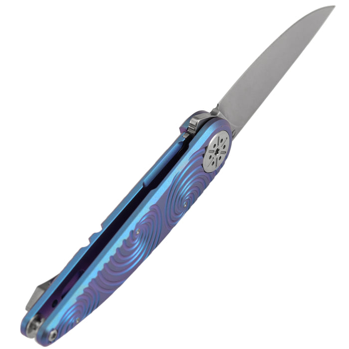 Kansept K2141A4 Symétrix (CPM S35VN, Stonewashed, Blue-Purple Anodized Titanium with Swirl Pattern) Folding Knife