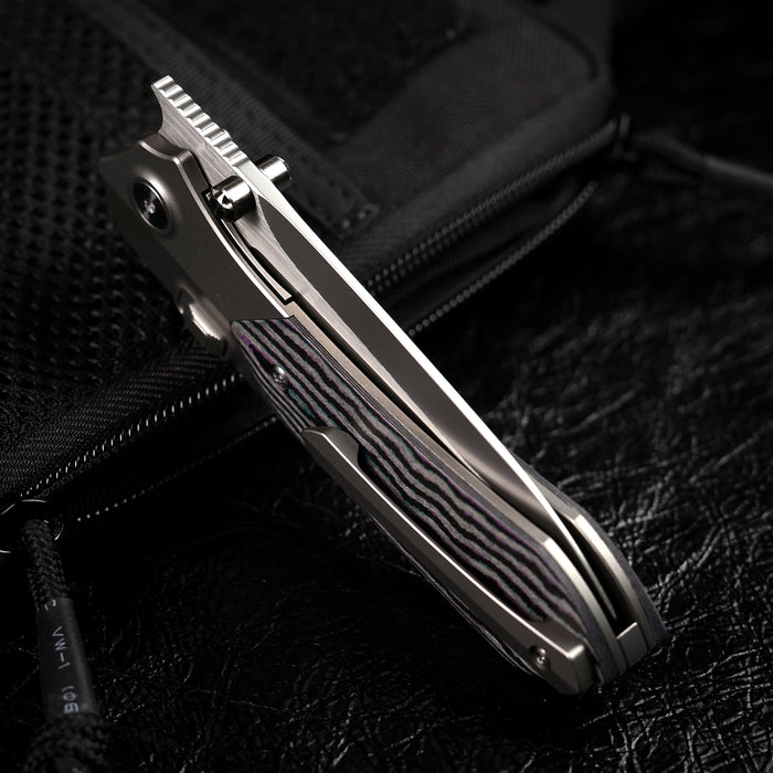 Remette RTPT-JAC RT-Meteor (M390, Drop Point, Pearlescent, Titanium & Carbon Fiber, Button Liner Lock) Folding Pocket Knife