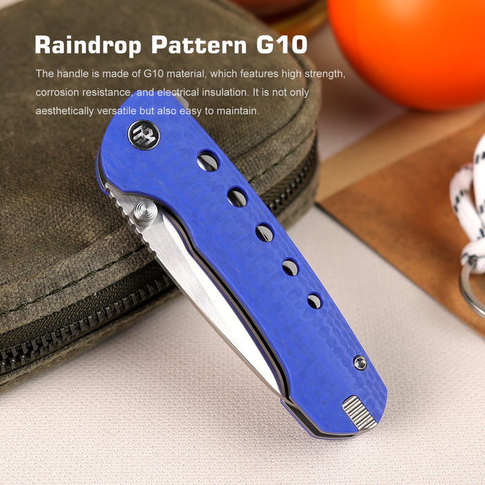 REMETTE RT-BEE-B (14C28N, Sheepsfoot, Satin, G10, Blue) Pocket Knife
