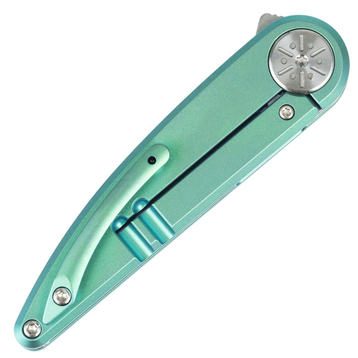 Kansept K2141A2 Symétrix (CPM S35VN, Stonewashed, Clip Point, Green Anodized Titanium) Pocket Knife