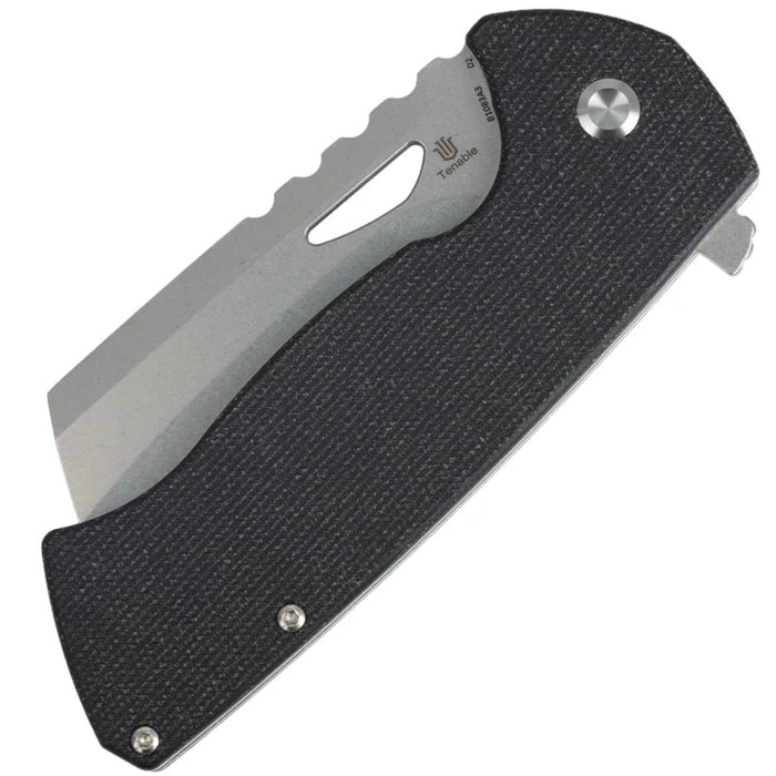 Tenable B1083A3 Leviathan (D2, Hawkbill Cleaver, Stonewashed, Black Micarta) Folding Knife
