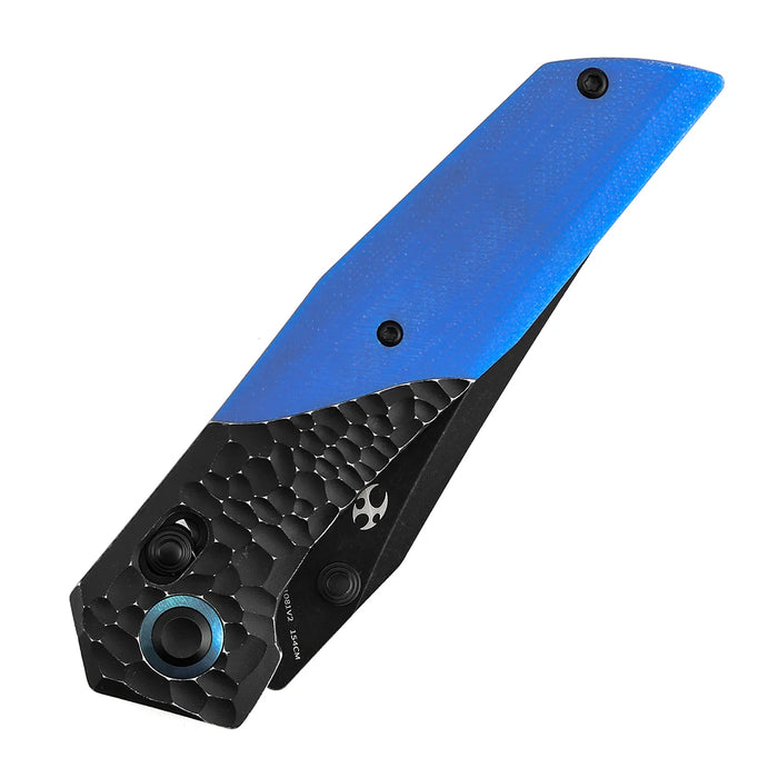 Kansept T1081V2 Deadite (154CM, Clip Point, Blackwash, Blackwash Aluminum with Blue G10 Scales) Folding Knife