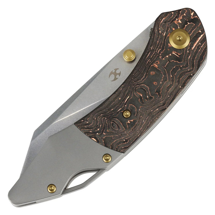 Kansept K1151A2 K9 (CPM S35VN, Stonewashed, Modified Wharncliffe, Copper Carbon Fiber & Plain Titanium) Folding Knife