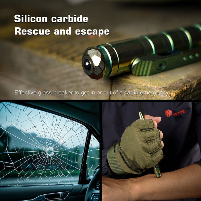REMETTE RT-TP1C Tactical Slide Click Pen (Gold/Green Titanium, Glassbreaker) Tactical Pen