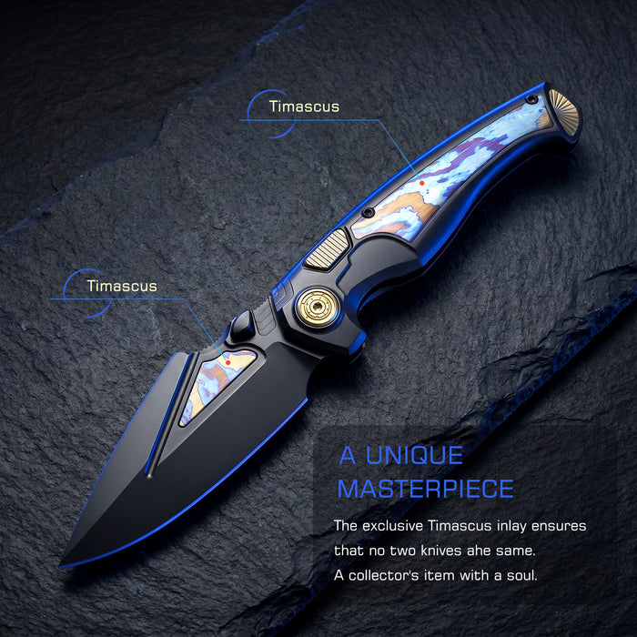 Remette SCPT-B RT-Scepter (M390, Harpoon, DLC, Titanium Timascus, Button Frame Lock) Pocket Knife