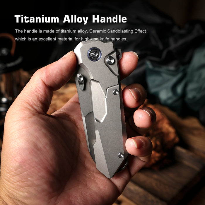 Remette RTCO-TT Cosmic (M390, Drop Point, Bead Blasted, Titanium, Button Liner Lock) Pocket Knife