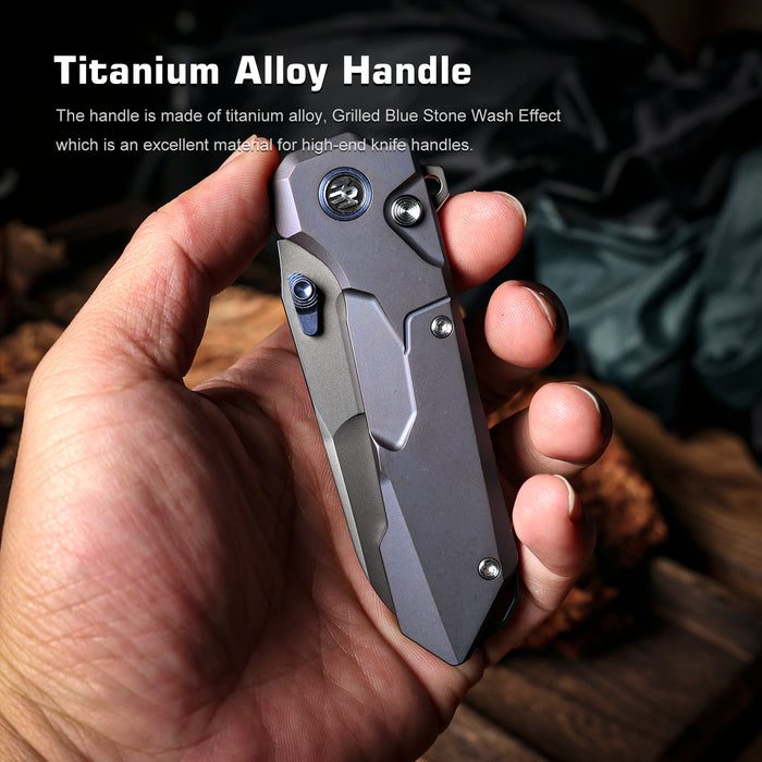 Remette RTCO-TB Cosmic (M390, Drop Point, Bead Blasted, Titanium, Button Liner Lock) Pocket Knife