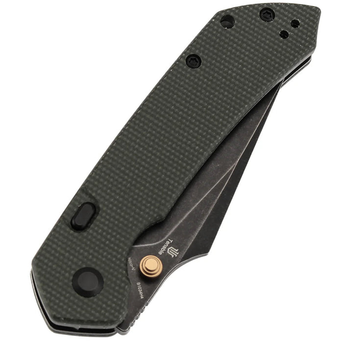 Tenable B1034H4 Fenrir (Nitro-V, Harpoon, Blackwashed, Green Micarta) Folding Knife
