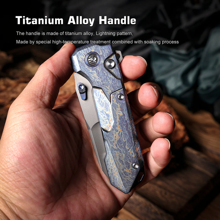 Remette RTCO-TC Cosmic (M390, Drop Point, Bead Blasted, Titanium, Button Liner Lock) Pocket Knife