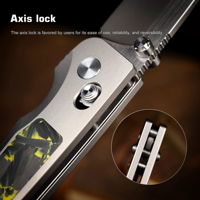 REMETTE AURA-Y RT-Aurora (M390, Drop Point, Pearlescent, Titanium/Carbon Fiber) Pocket Knife