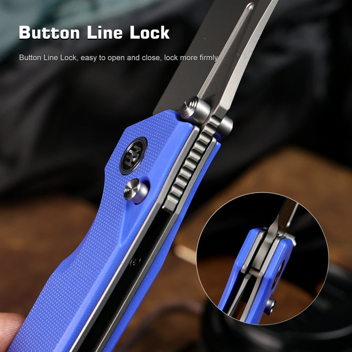 REMETTE RNGD4 RT-Rhino (D2, Bead Blast, Drop Point, G10, Blue) Folding Knife