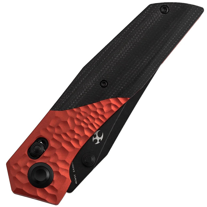 Kansept T1081V3 Deadite (154CM, Clip Point, Blackwash, Red Aluminum with Black Micarta Scales) Folding Knife