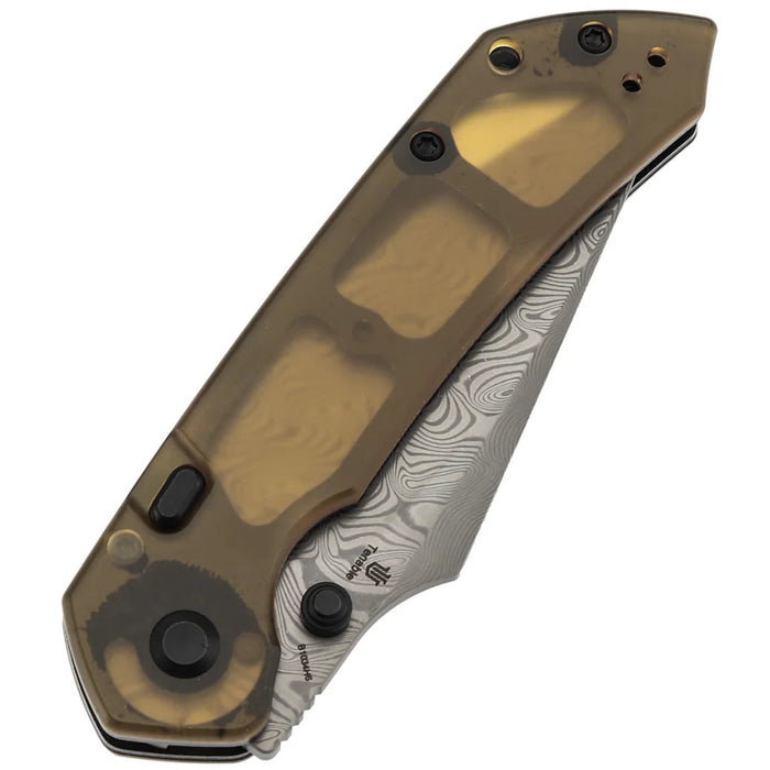 Tenable B1034H6 Fenrir (Damascus, Harpoon, Blackwash, Amber PEI) Folding Knife