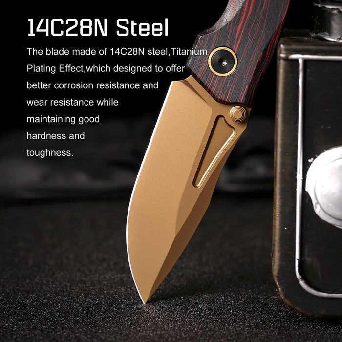 REMETTE RNGC8 RT-Rhino (14C28N, Copper TiNi, Drop Point, G10, Red/Black) Folding Knife