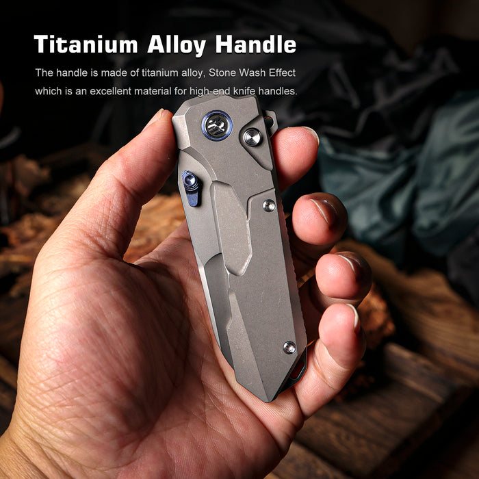Remette RTCO-TG Cosmic (M390, Drop Point, Bead Blasted, Titanium, Button Liner Lock) Pocket Knife