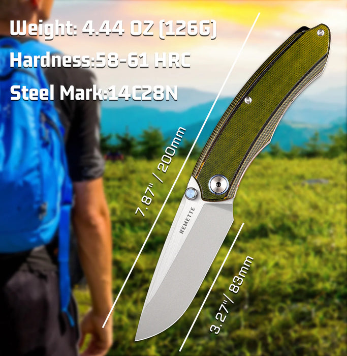 REMETTE GC103 Wild Species (14C28N, Drop Point, G10, Green) Pocket Knife