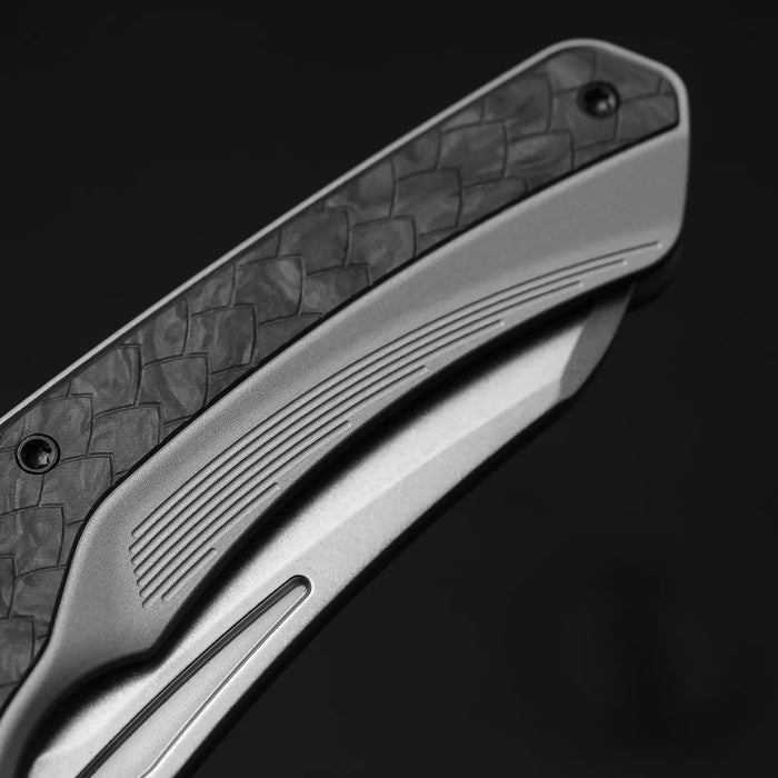 Kizer Ki4751A1 Draca (S45VN, Aluminum/Carbon Fiber, Stonewashed, Sheepsfoot) Pocket Knife