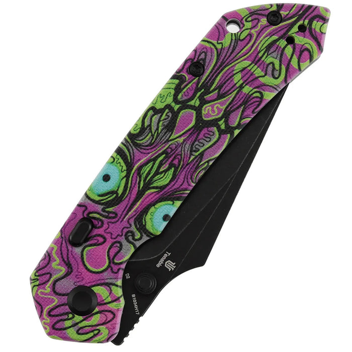 Tenable B1034H17 Fenrir (D2, Harpoon, Blackwash, Jade G10 with Purple Undead Print) Folding Knife