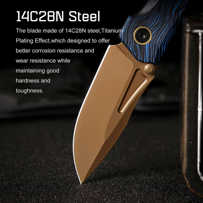 REMETTE RNGC7 RT-Rhino (14C28N, Copper TiNi, Drop Point, G10, Blue/Black) Folding Knife