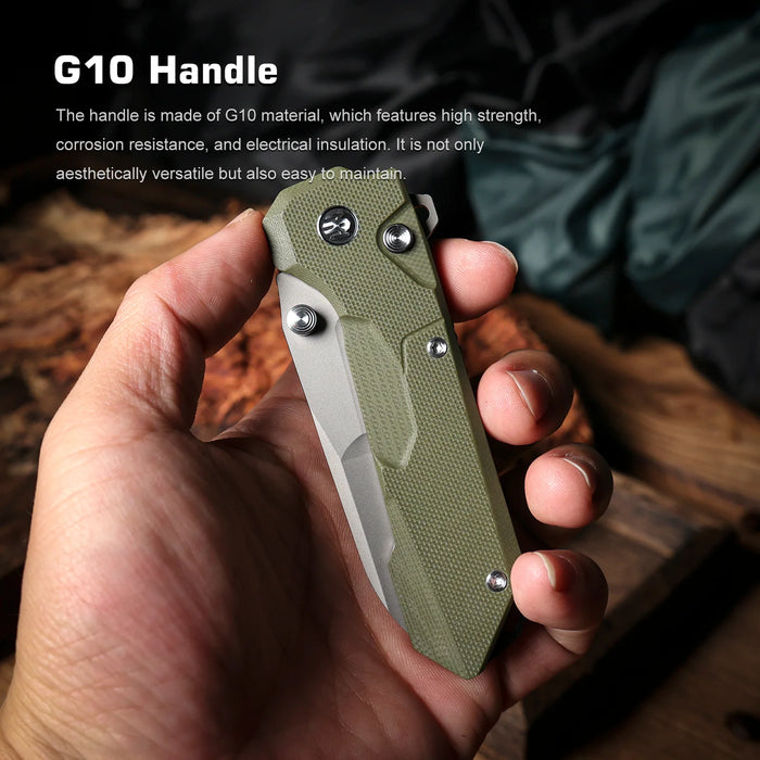 REMETTE RTCO-GM Cosmic (14C28N, Drop Point, Ceramic Sandblasting Effect, G10, OD Green) Pocket Knife