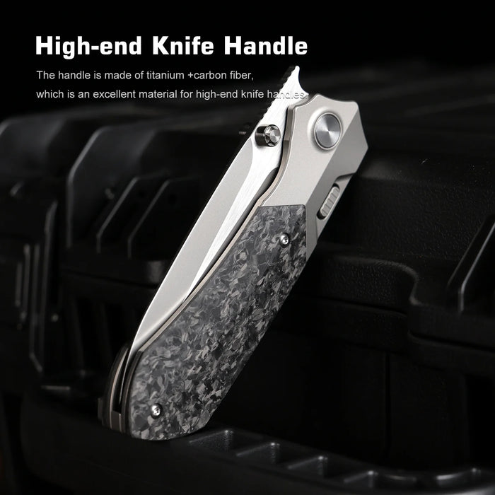 Remette RTPT-EL Meteor (M390, Pearlescent, Drop Point, Titanium/Carbon Fiber, Sandblasting) Pocket Knife
