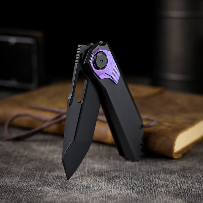 REMETTE RTT1-VNB RT-Peregrine Falcon (Vanax Steel, Reverse Tanto, Hand Grinding Pearlescent Finish Effect+DLC Surface Treatment, Titanium+Crystallized Titanium) Folding Knife