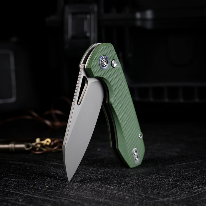 Remette RTCMLB RT-Camel (14C28N, Sheepsfoot, Ceramic Sandblasted, G10, Button Liner Lock) Folding Pocket Knife