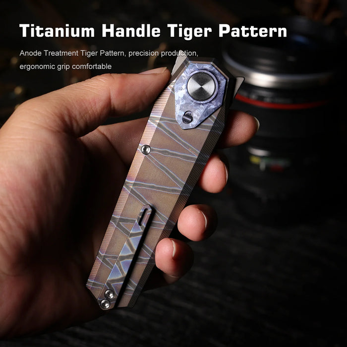 REMETTE RTIP-C RT-Infinite Power (M390, Dagger, Pearlescent, Crystalized Titanium) Pocket Knife