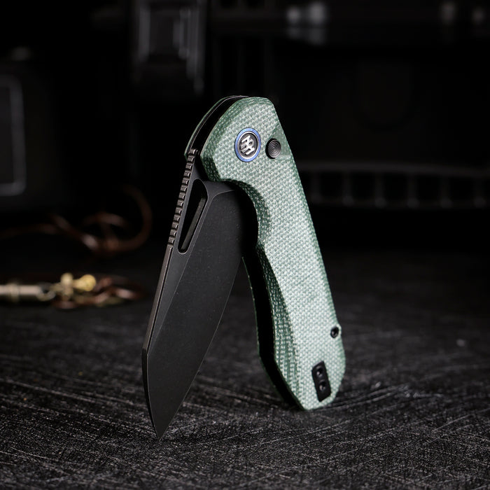 Remette RTCMLE RT-Camel (14C28N, Sheepsfoot, Titanium Plated Stonewashed, Micarta, Button Liner Lock) Folding Pocket Knife