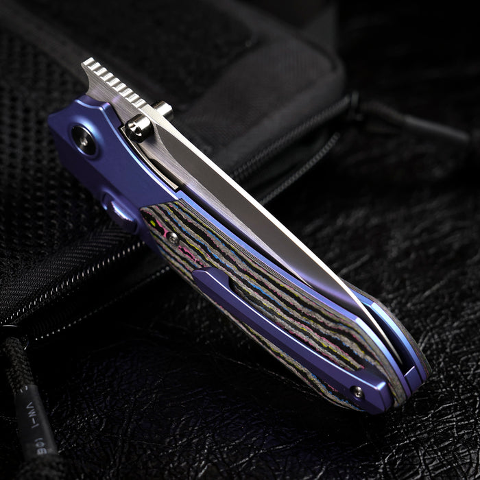 Remette RTPT-UC RT-Meteor (M390, Drop Point, Pearlescent, Titanium & Carbon Fiber, Button Liner Lock) Folding Pocket Knife
