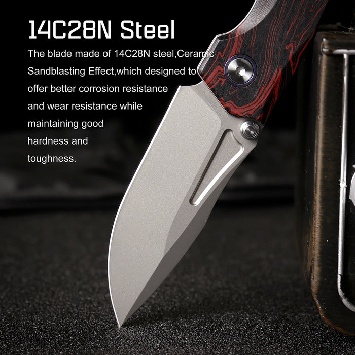 REMETTE RNGC5 RT-Rhino (14C28N, Sandblasted, Drop Point, G10, Red/Black) Folding Knife