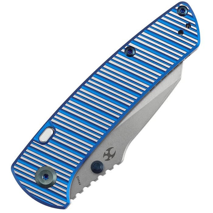 Kansept K1015H3 Main Street (Elmax, Wharncliffe, Stonewashed, Blue and Plain Aluminum with Stripes) Folding Knife