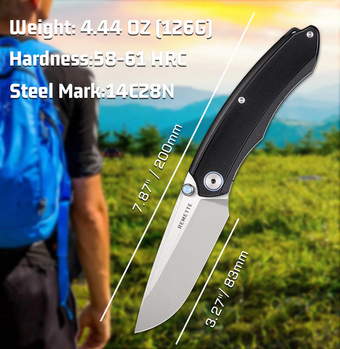 REMETTE GC103-B Wild Species (14C28N, Drop Point, G10, Black) Pocket Knife
