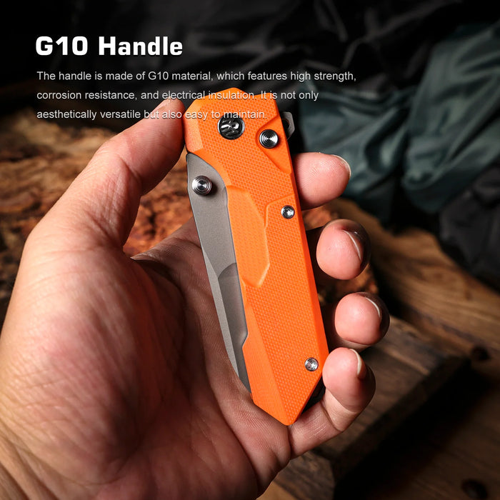 REMETTE RTCO-GO Cosmic (14C28N, Drop Point, Ceramic Sandblasting Effect, G10, Orange) Pocket Knife