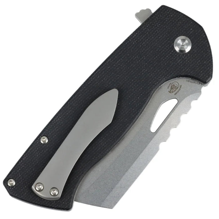 Tenable B1083A3 Leviathan (D2, Hawkbill Cleaver, Stonewashed, Black Micarta) Folding Knife