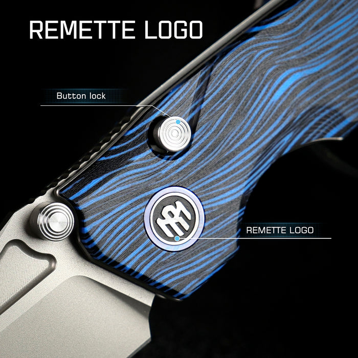 REMETTE RNGC4 RT-Rhino (14C28N, Sandblasted, Drop Point, G10, Blue/Black) Folding Knife