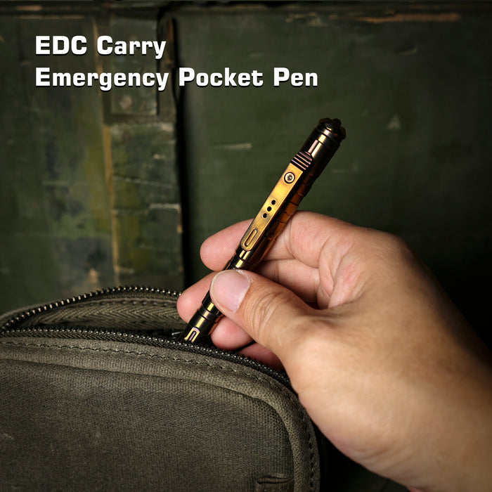 REMETTE RT-TP1G Tactical Slide Click Pen (Bronze Titanium, Glassbreaker) Tactical Pen