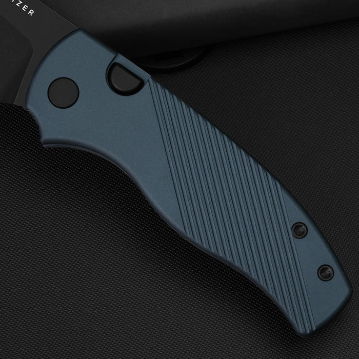 Kizer V3801A2 Glaux (14C28N, Drop Point, Gray PVD, Stonewashed, Vortex Pattern Micarta, Button Liner Lock) Pocket Knife
