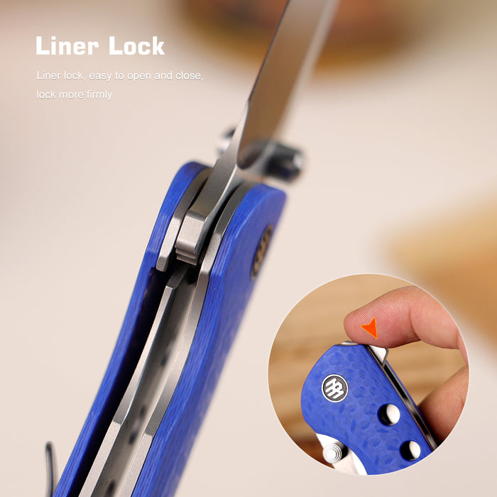 REMETTE RT-BEE-B (14C28N, Sheepsfoot, Satin, G10, Blue) Pocket Knife