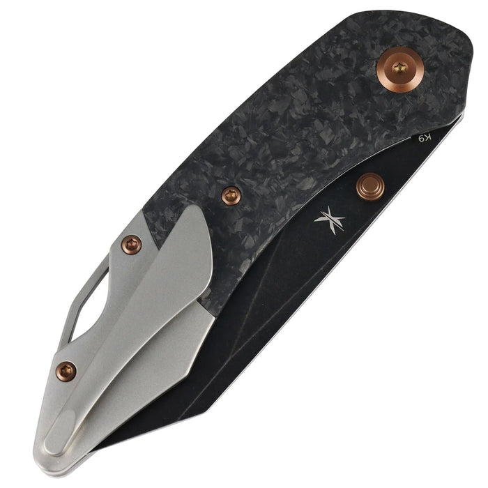 Kansept K1151A1 K9 (CPM S35VN, Blackwash, Modified Wharncliffe, Shred Carbon Fiber & Plain Titanium) Folding Knife