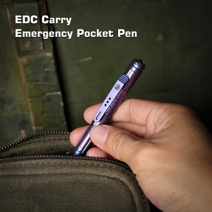 REMETTE RT-TP1D Tactical Slide Click Pen (Blurple Titanium, Glassbreaker) Tactical Pen