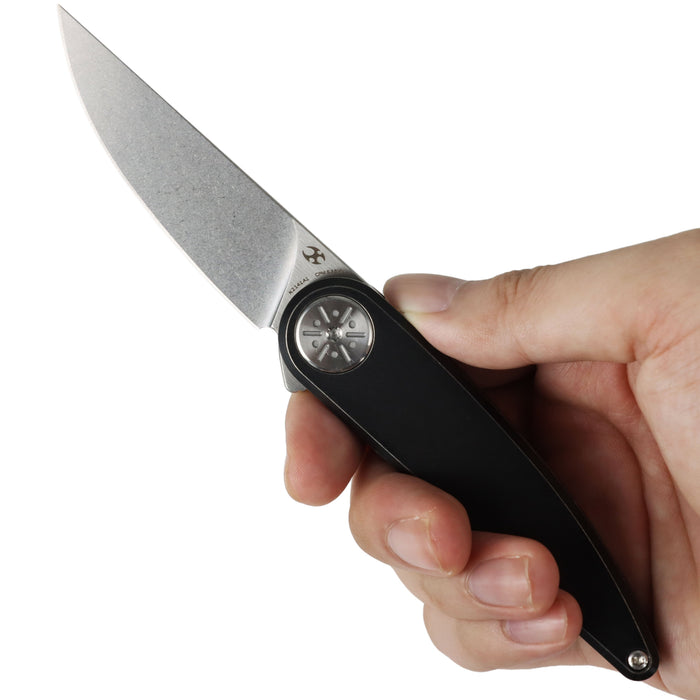 Kansept K2141A1 Symétrix (CPM S35VN, Clip Point, Stonewashed/Satin, Blackwash Titanium) Pocket Knife