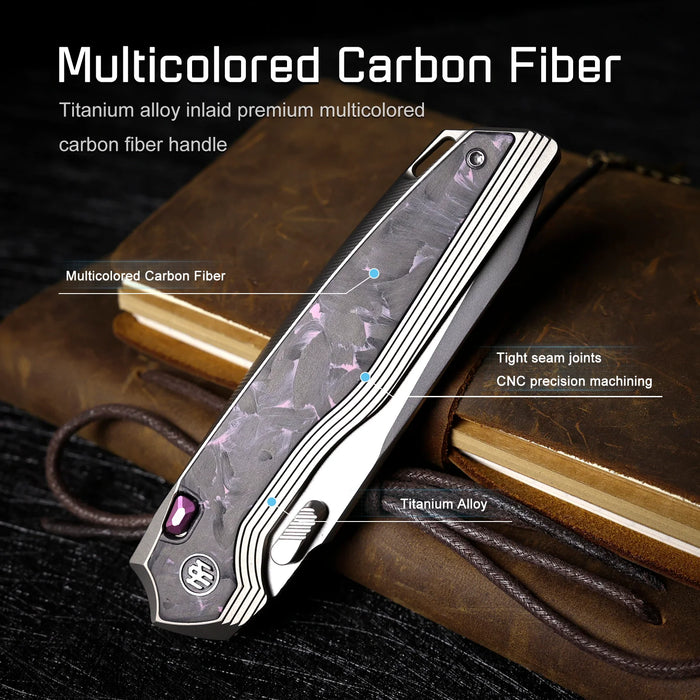 REMETTE ONEA3 RT-ONE (M390, Drop Point, Manual Fine Grinding Pearlescent Surface Effect, Titanium + Carbon Fiber) Folding Knife