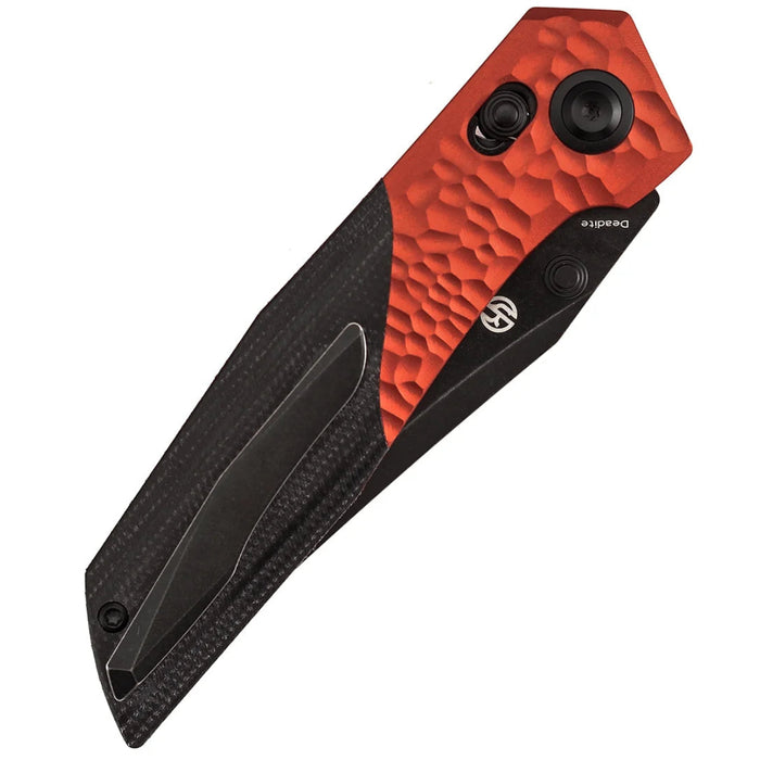 Kansept T1081V3 Deadite (154CM, Clip Point, Blackwash, Red Aluminum with Black Micarta Scales) Folding Knife