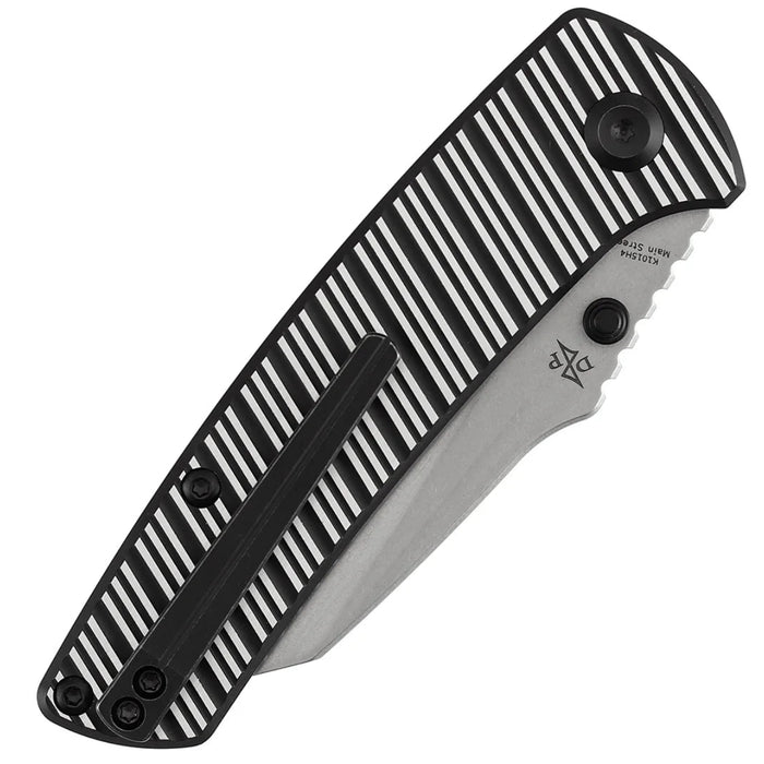 Kansept K1015H4 Main Street (Elmax, Wharncliffe, Stonewashed, Black and Plain Aluminum with Stripes) Folding Knife