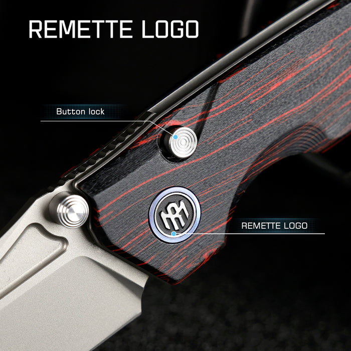 REMETTE RNGC5 RT-Rhino (14C28N, Sandblasted, Drop Point, G10, Red/Black) Folding Knife